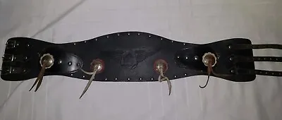 $230 • Buy Vintage Black Leather Motorcycle Kidney Belt Hand-made  Great Condition 
