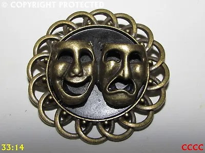 Steampunk Gothic Brooch Badge Pin Theatre Masks Comedy Tragedy Commedia Tragedia • £5