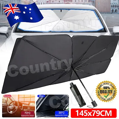 $17.95 • Buy Car Windshield Sunshade Umbrella Front Window Visor Sun Shade Cover Black-Large