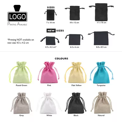 Luxury Eco Cotton Linen Pouch With Drawstring Jewellery Pouch Drawstring Pouches • £2.30