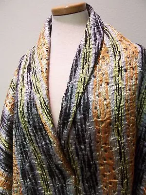 4yds SILK FACE COUTURE MATELASSE COAT SUIT FABRIC STUNNING GOLD BLK OFF WHITE • $200