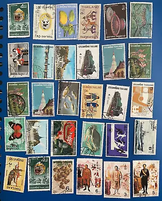 TH019: Thailand Used Stamps  (30)  Mixed Conditions • $6