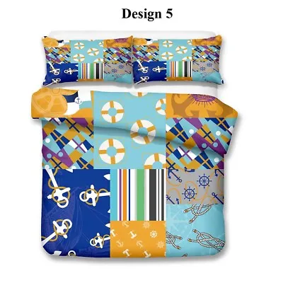Nautical Ship Anchor Rudder Bedding Duvet Quilt Cover Set Birthday Holiday Gift • £28.11