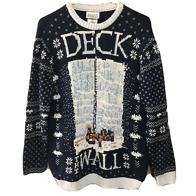 Game Of Thrones Size XL Ugly Christmas Sweater Deck The Wall HBO Navy Blue • $22.03
