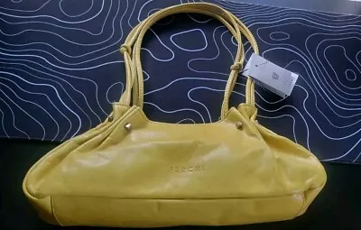 Ferchi Paris Y2k Vintage Shoulder Bag NOS NWT Lime Yellow Leather  • $39.99