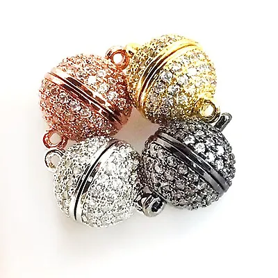 ONE CZ Micro Pave Round Ball Magnetic Clasp Strong Cubic Zirconia Bead 8mm 10mm • $4.99