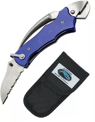 Myerchin Sailors Tool Liner Folding Knife Stainless Blade Blue Aluminum Handle • $37.09