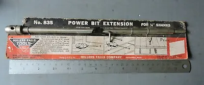 NOS 12  MILLERS FALLS No. 835 Drill Bit Extension FOR ELECTRIC DRILL 1/4  SHANK • $27.99
