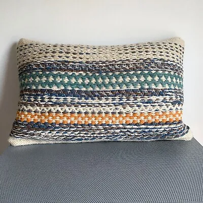 Magnolia Home By Joanna Gaines Throw Pillow LOLOI Orange Blue Stripe Wool 21x13  • $79