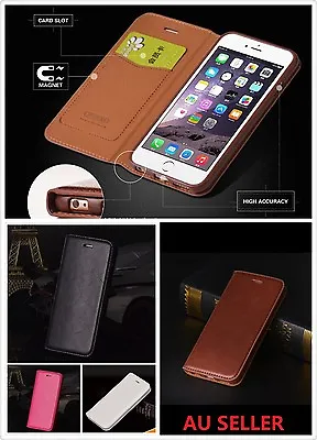 Genuine PU Leather Magnetic Flip Cover Wallet Case Samsung S8+IPhone 6S 6 7 Plus • $5.95