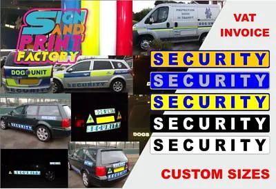 Magnetic Sign - SECURITY - Reflective - Fluorescent - White - Black - Car Van • £9.99