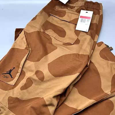 Nike Jordan Essentials Chicago Cargo Pants Brown AOP Print Mens L FD7455-270 • $75.65