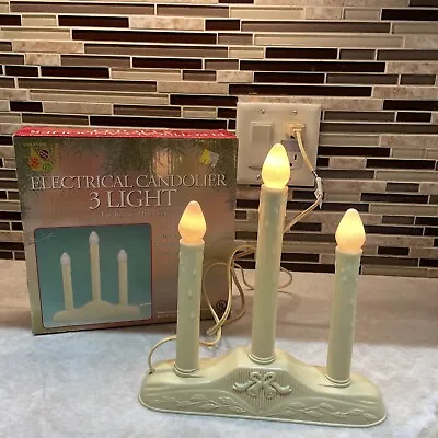 Yultide 3 Light Candolier Drip Candle Electric Candelabra Christmas White Bulbs • $9.99