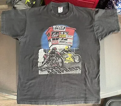 Vintage 90s Fruit Of The Loom Single Stitch Made In USA Motorcycle Racing XL • $18