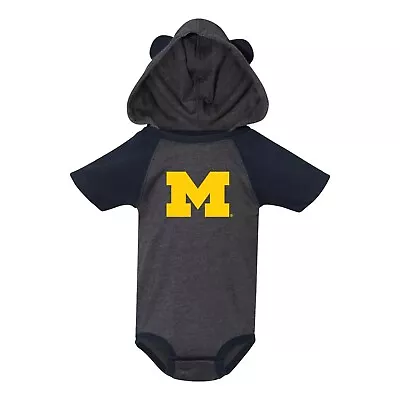 Michigan Wolverines Primary Logo Hooded Bear Ears Creeper Bodysuit • $27.99