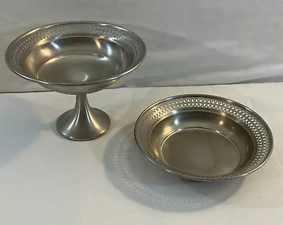 Pewter Set Articulated Footed Candy Nut Bowl + Non-Footed Bowl Unmarked • $39.95