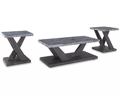 Signature Design By Ashley Table Set W Faux Marble Top Set Of 3 Gray/Dark Brown • $399.99