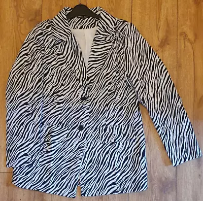 Nasty Gal Zebra Jacket Blazer MONOCHROME BLACK WHITE Size M • £9.99