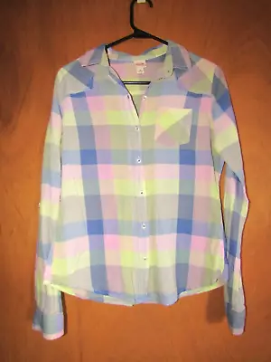 Mossimo Supply Co. Women Junior Size M Plaid Long Sleeve Shirt Button Down • $7.99