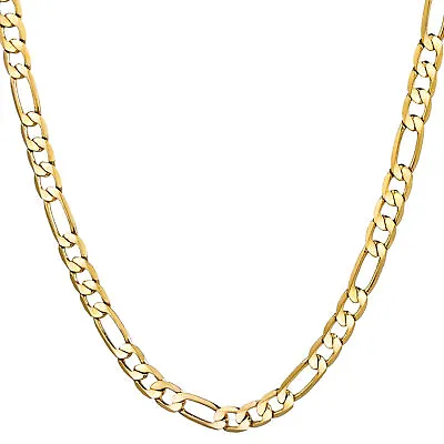 6mm 18 -24  Male Figaro Necklace Chain Yellow Gold Plated Men's Jewelry • $7.99