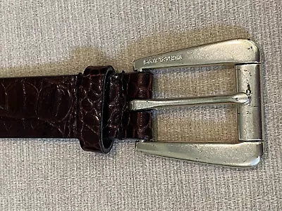 Michael Kors Womens Brown Leather Belt Embossed Crocodile Alligator Size L • $21