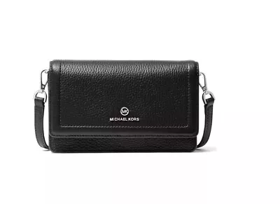 MICHAEL KORS Jet Set Genuine Leather Phone Crossbody Bag Wallet BLACK-Defective • $65