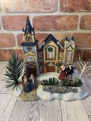 Vintage Christmas Fiber Optic Light Up Christmas Village Church Calorers Works! • $34.99