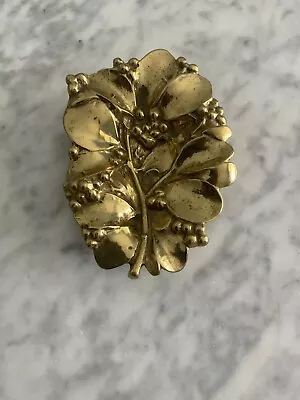 $15 • Buy 1956 Virginia VA Metal Crafters Trinket Dish 4-36 Mistletoe Solid Brass 5   MCM