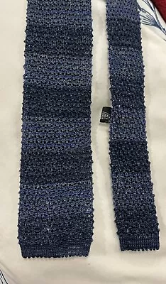 CORNELIANI Skinny Blue Silk Knit Tie Authentic Italy Authentic Designer • $28