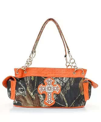 Mossy Oak Licensed Camouflage & Orange Cross  Purse  Camo Handbag • $40.95