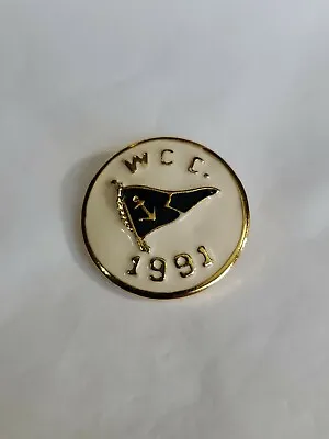 WCC 1991 Badge Lapel Hat Jacket Pin Country Club Yachting Flag Anchor • $9.45