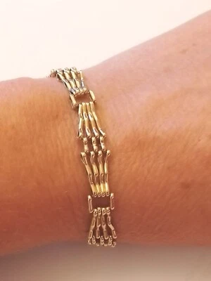Solid 9ct Gold Four Bar Gate Bracelet Hallmarked 10.00g 7 Inch 9mm Heart Padlock • £295