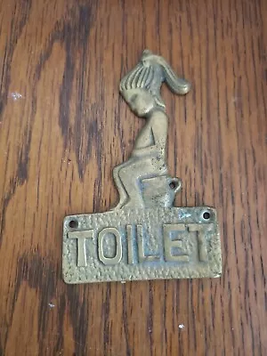 Toilet Sign Little Brass Girl Sitting On A Potty Peeing Girl Bathroom Door • $14.95