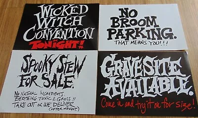 Vintage Fun World Halloween Spooky Sayings Decoration Paper Signs Lot Of 4 1989 • $9.95