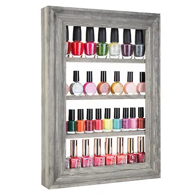 MyGift Wall Mounted Vintage Gray Wood 4 Tier Nail Polish And Essential Oil Rack • $29.99