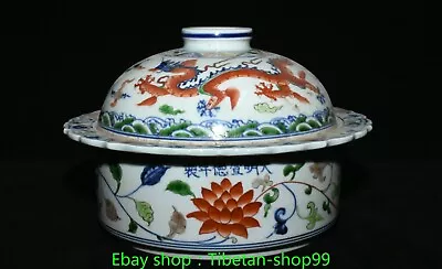 9.8''Old Ming Xuande Marked Dynasty Wucai Porcelain Dragon Lid Crock Pot Jar • $299