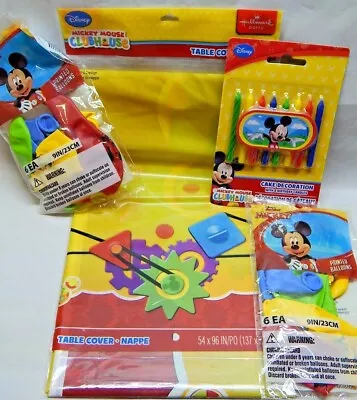 Disney Mickey Mouse Tablecloth 8 Candles 12 Balloons Cake Topper Party Supplies  • $18.95