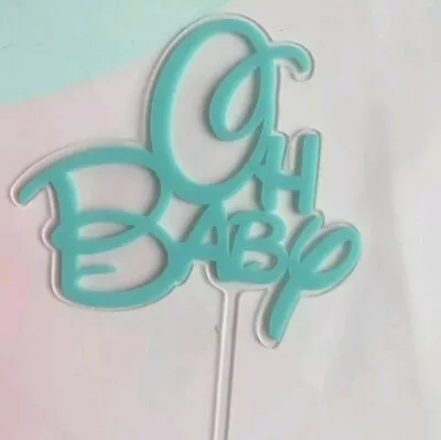 Acrylic Green 'Oh Baby' Cake Topper Baby Shower Toppers Boy Girl First Birthday • $9.95