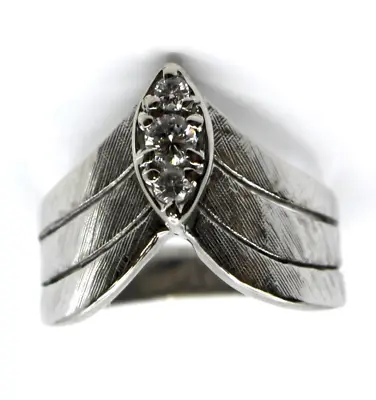 Camilla Dietz Bergeron 14k White Gold V Shaped Diamond Triple Ring Sz 7.75 • $646.99