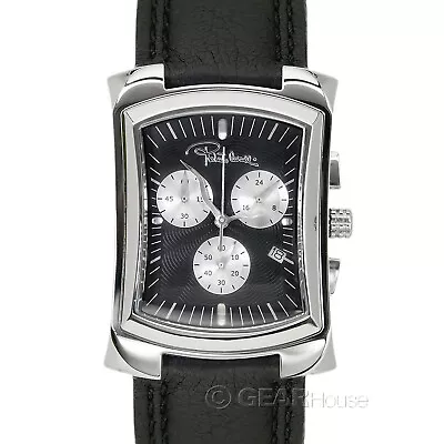 Roberto Cavalli Mens Tomahawk Chronograph Dress Watch Black Dial Leather Band • $84.60