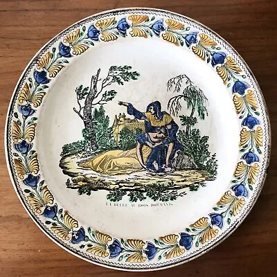 ANTIQUE C1830 OLD FRENCH PORCELAIN CREIL ET MONTEREAU La Belle Au Bois PLATE • $29.99