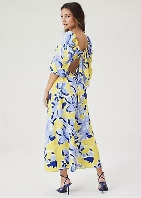 Michelle Keegan UK 8 Sweetheart Printed Dress Blue Yellow Floral RRP £45 • £7.99