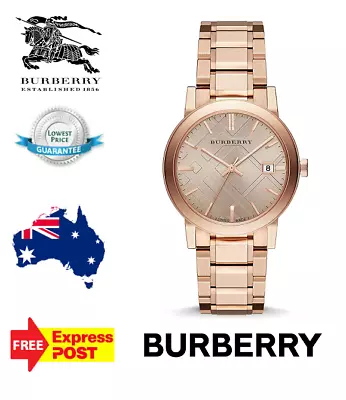 New Burberry 'the City' Bu9034 Rose Gold Check Mens Womens Unisex Quartz Watch • $309.99