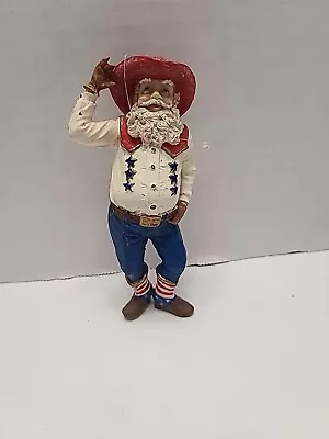 RARE Cowboy Santa Claus Christmas Ornament Boots Western Rodeo Resin  5  Vintage • $13.95