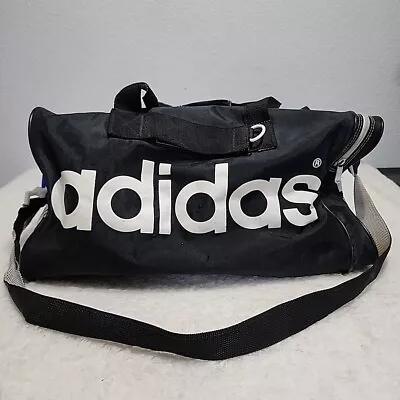 Vintage ADIDAS DUFFLE BAG - Gym Travel Retro Spellout Logo Duffel Black  • $15