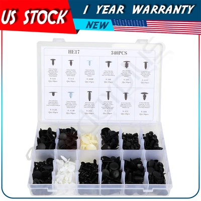 $14.89 • Buy 340Pcs Universal Automotive Car Body Plastic Push Pin Rivet Trim Clip Assortment