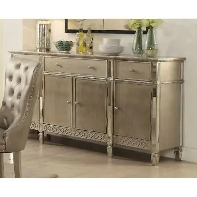 Kacela Server Rectangular Table In Champagne W/3 Drawers 4 Door For Dining Room • $1479.99