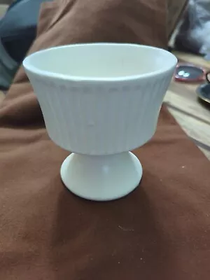 Vintage McCoy Floraline Matte Pedestal Ribbed Planter Vase 470 Ivory • $15