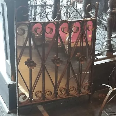 Vintage Mirror On Wrought Iron Gate Very Heavy 30 X23  • $120