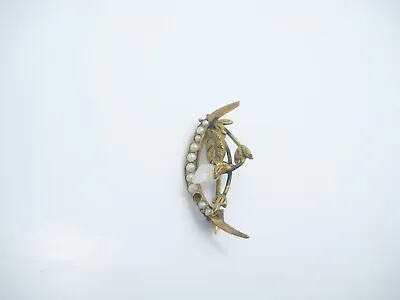 Vintage Seed Pearl Curved Flower Pin Or Brooch - Missing One Pearl • $22.49